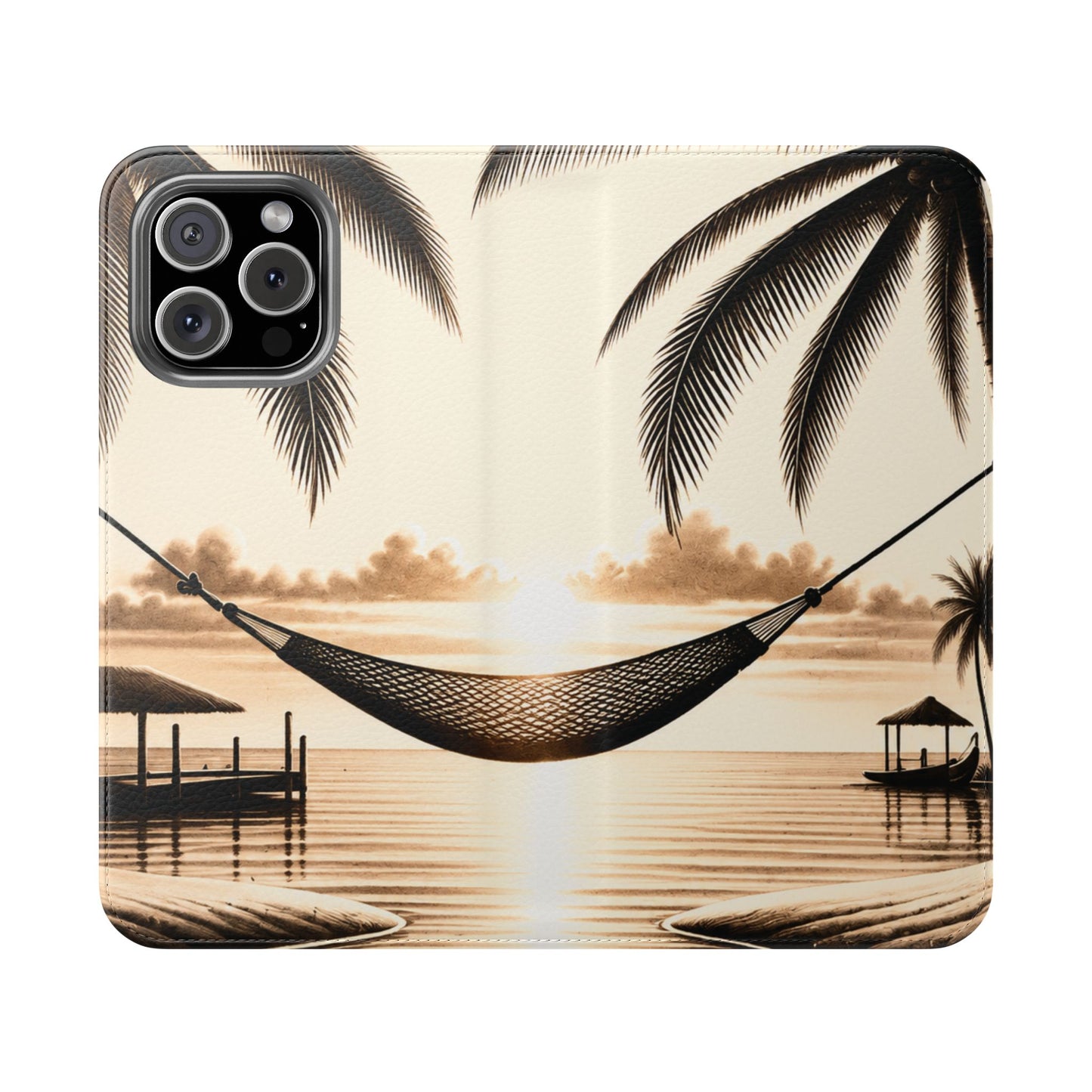 Island Serenity™ Faux Leather Flip Wallet Case for iPhone