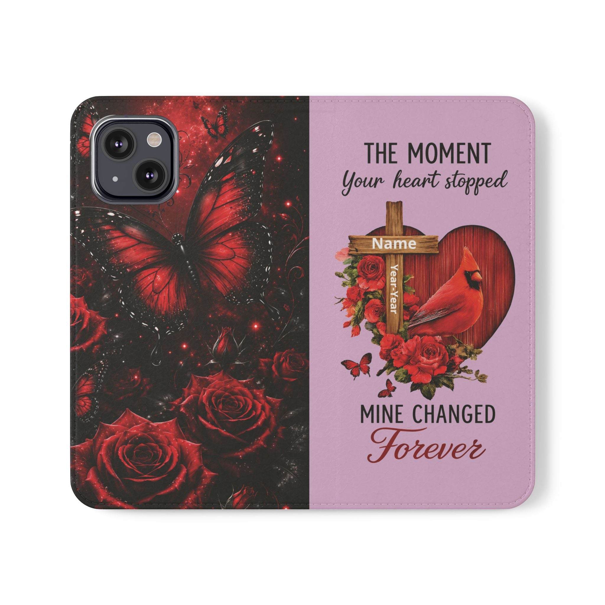 Cardinal's Promise™ Personalized Memorial Flip Wallet Case for iPhone 11-17 Series