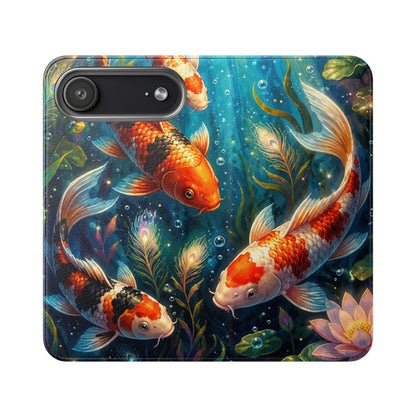 Koi Serenity™ Premium Leather Flip Wallet Case for iPhone