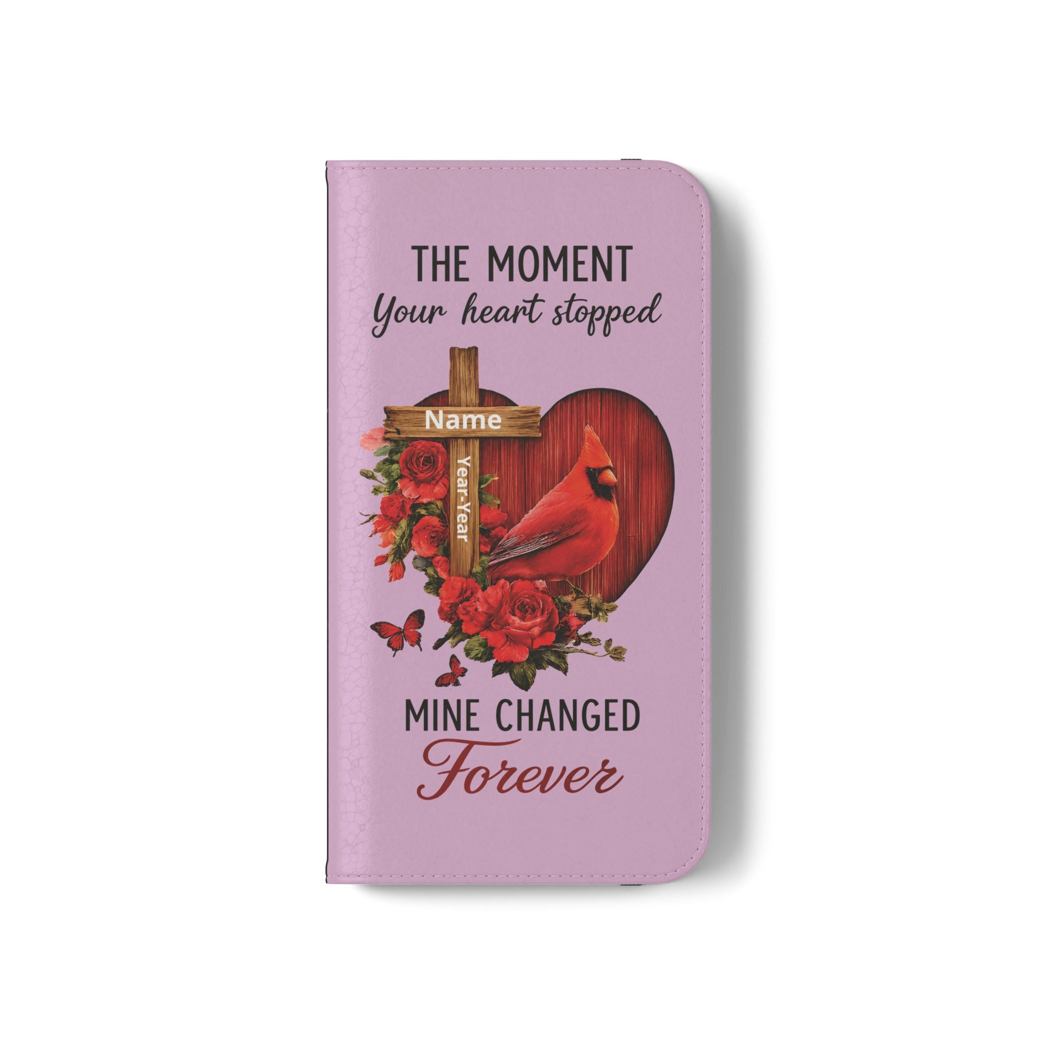 Cardinal's Promise™ Personalized Memorial Flip Wallet Case for iPhone 11-17 Series