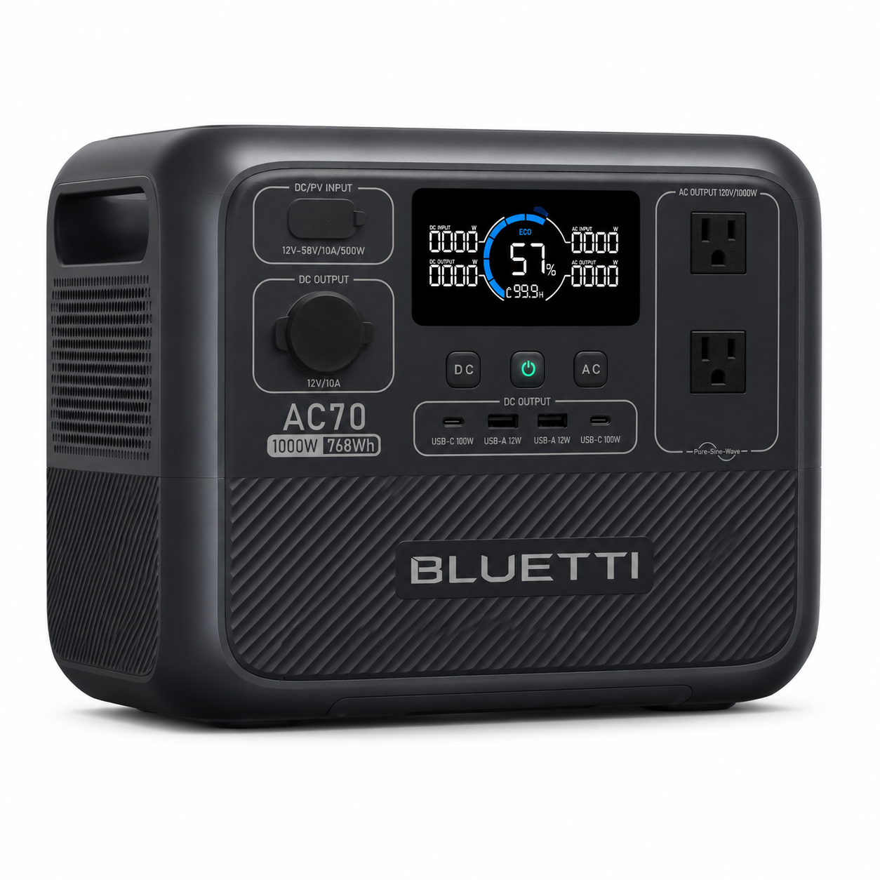 Centrale électrique portable BLUETTI AC70 | Générateur solaire LiFePO₄ 1000 W / 768 Wh