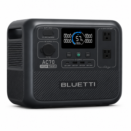 Centrale électrique portable BLUETTI AC70 | Générateur solaire LiFePO₄ 1000 W / 768 Wh