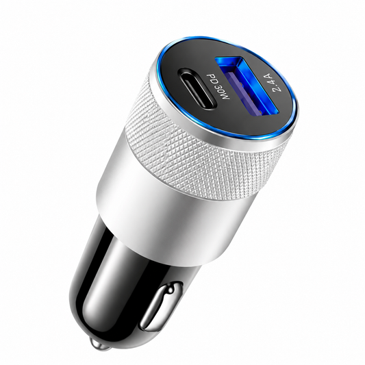 Chargeur de voiture rapide double port PD et QC 3.0